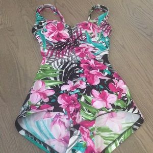 One piece floral bathing suit size 6